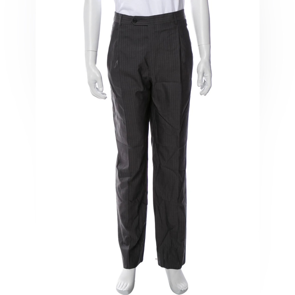 Lavin Super 120S Wool Grey Striped Dress Pants IT 52